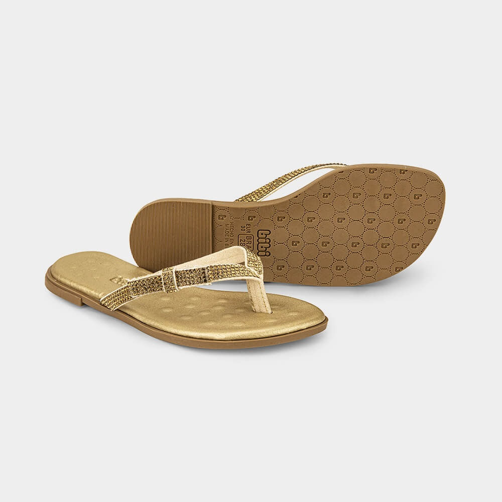 Chinelo Infantil Bibi Shine Kids Dourada