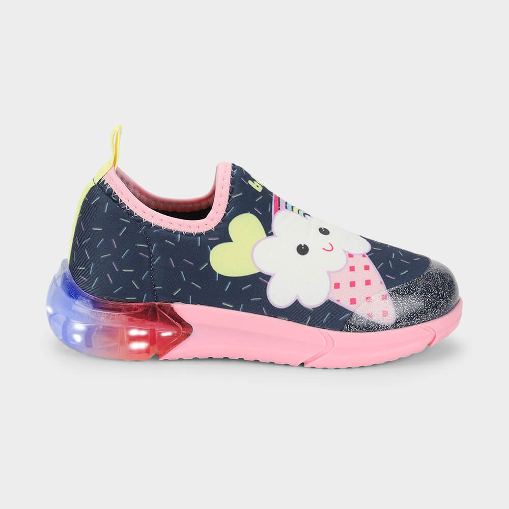 Tênis Infantil Bibi Space Azul Marinho e Rosa de Sorvete