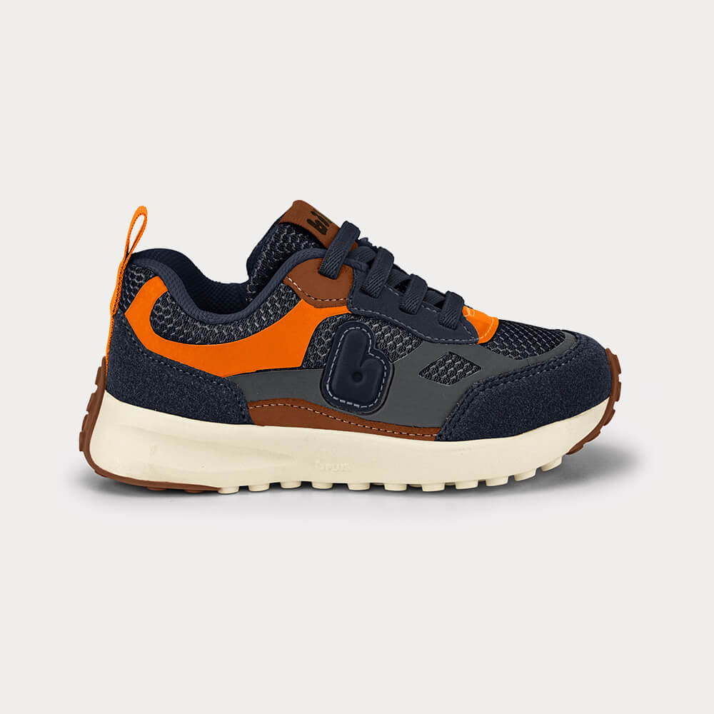 Tênis Infantil Bibi Jogging Kids Azul Marinho com Laranja