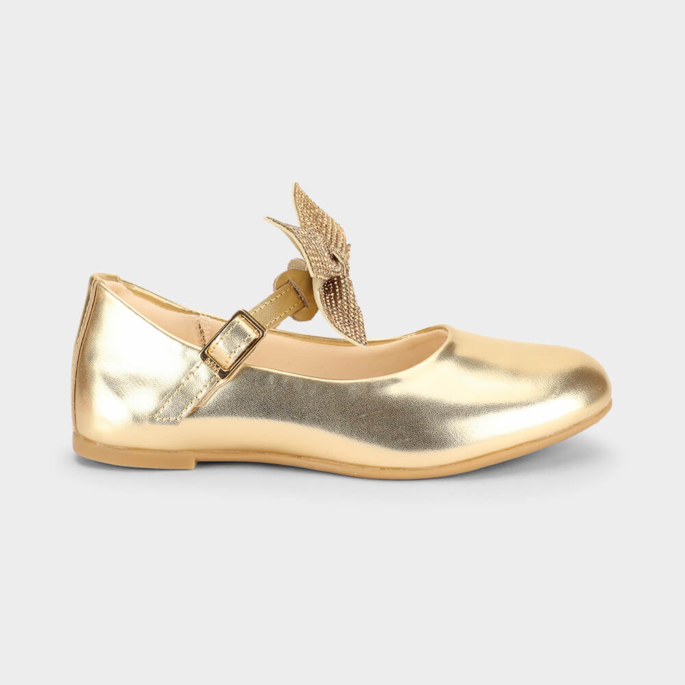 Sapatilha Infantil Bibi Ballerina Basic Dourada com Laço