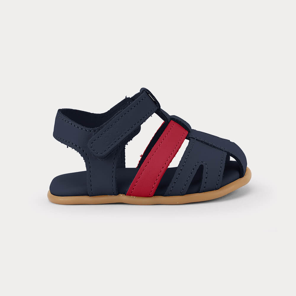 Sandália Infantil Bibi Afeto 3.0 Azul com Vermelho