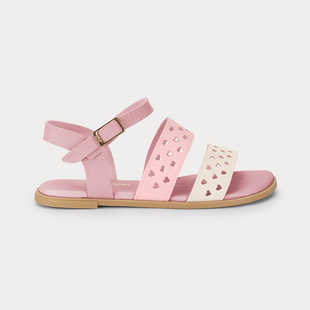 Sandália Infantil Bibi Shine Kids Rosa de Corações