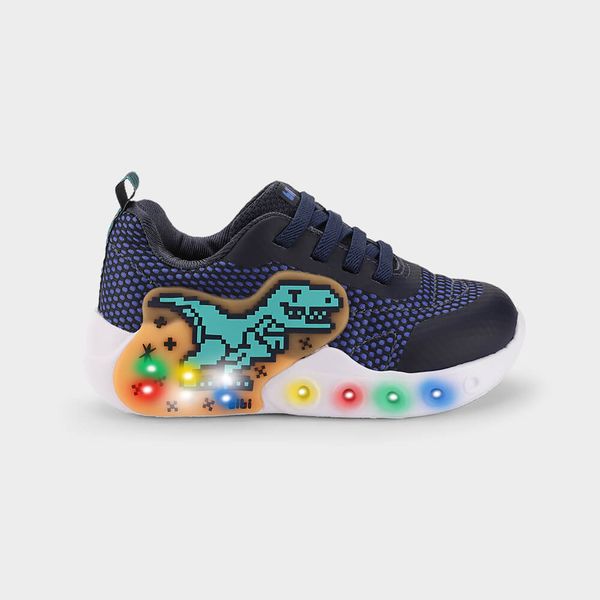 Tênis Infantil Bibi Fun Light Azul de Dinossauro 1275025 26