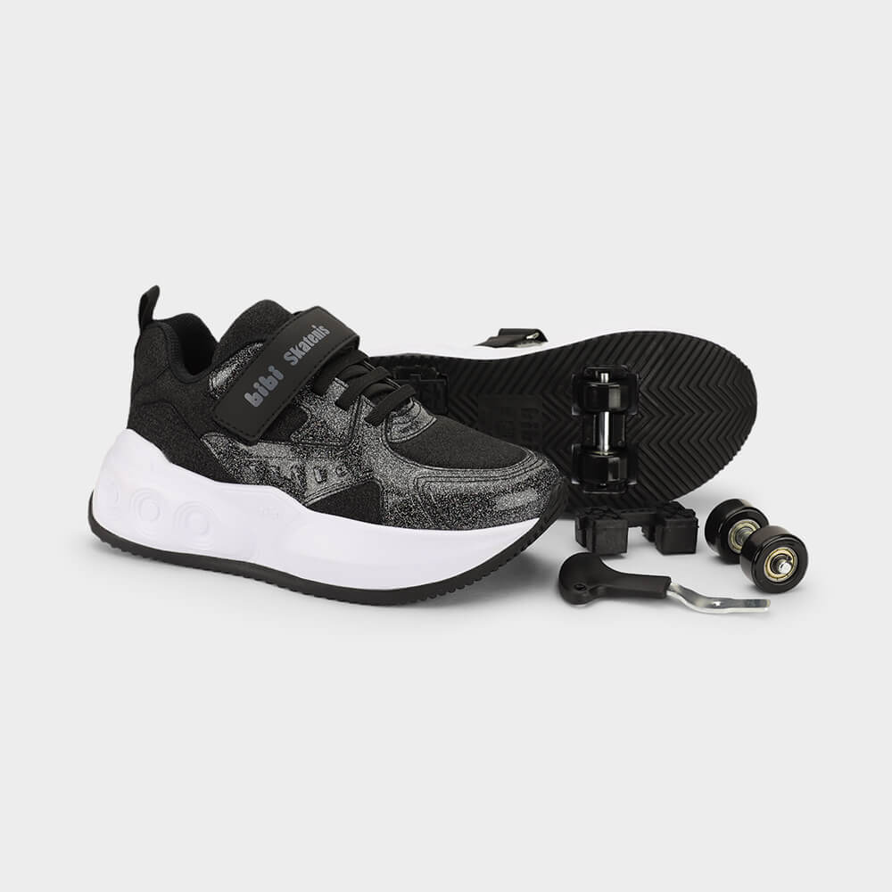 Tênis de Rodinhas Infantil Bibi Skatenis Preto com Glitter