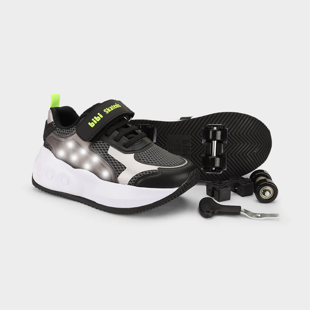 Tênis de Rodinhas com LED Infantil Bibi Skatenis Light 2.0 Preto