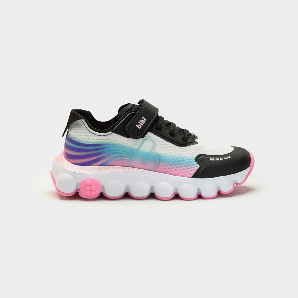 Tênis de Corrida Infantil Bibi Play Run Preto com Rosa
