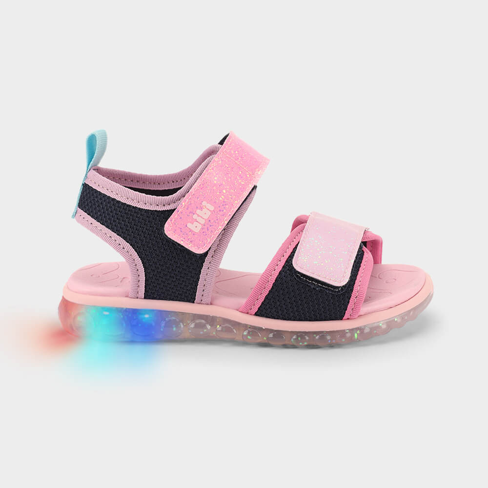 Sandália Infantil de LED Bibi Summer Roller Light 2.0 Azul e Rosa