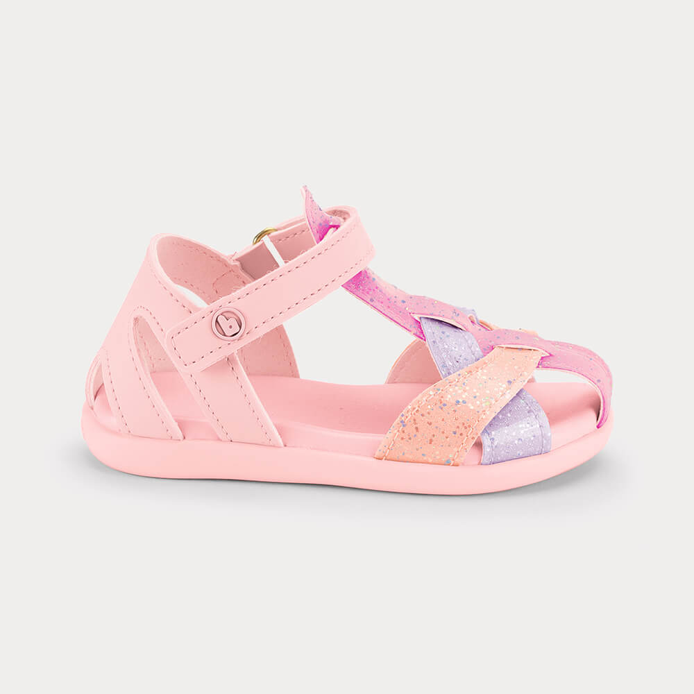 Sandália Infantil Bibi Baby Soft II Azul Rosa com Azul