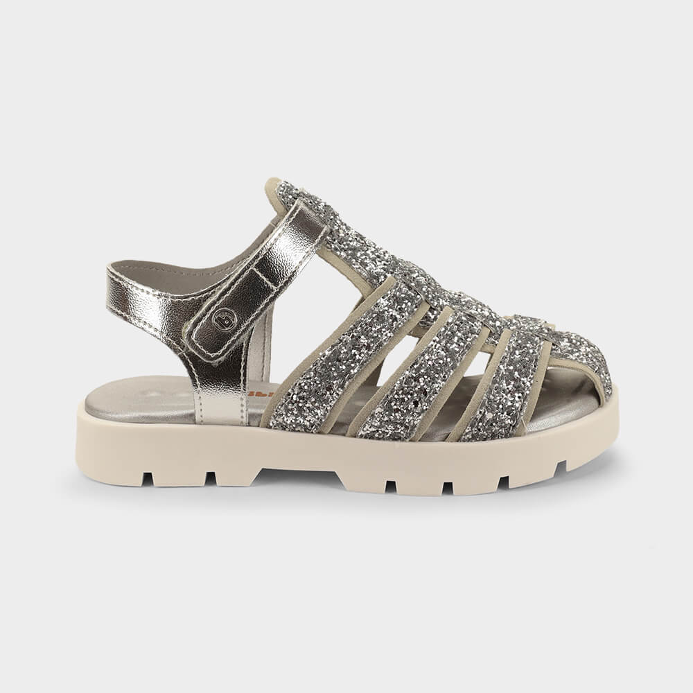 Sandália Infantil Bibi Plataforma 2.0 Prata com Glitter