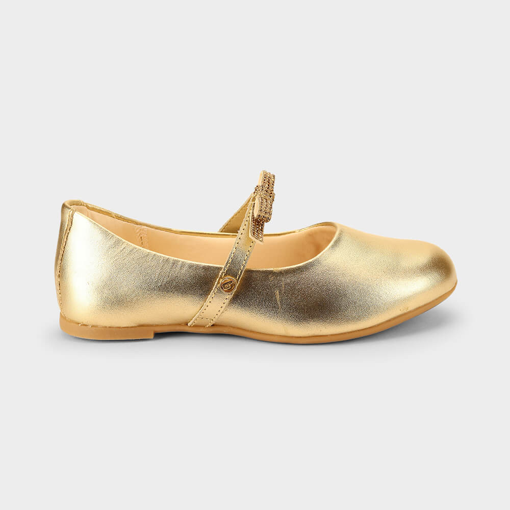 Sapatilha Infantil Bibi Ballerina Basic Dourada com Laço
