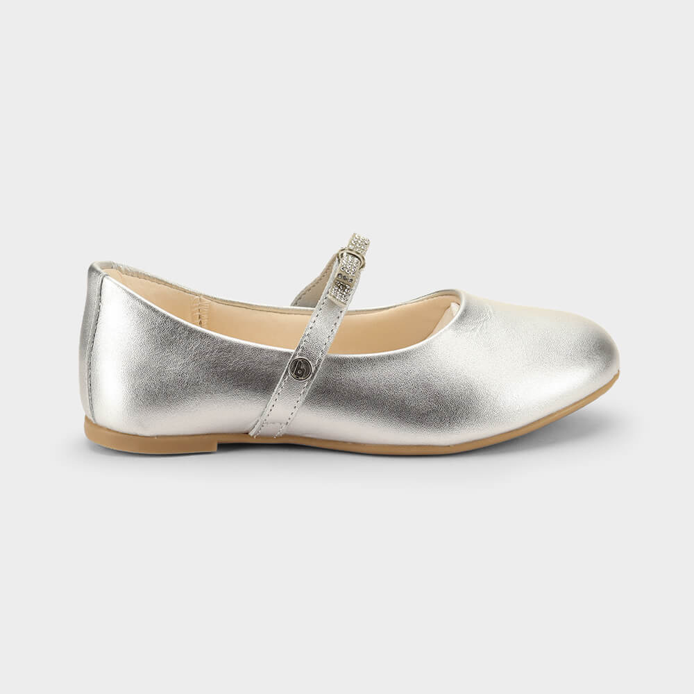 Sapatilha Infantil Bibi Ballerina Basic Prata com Laço