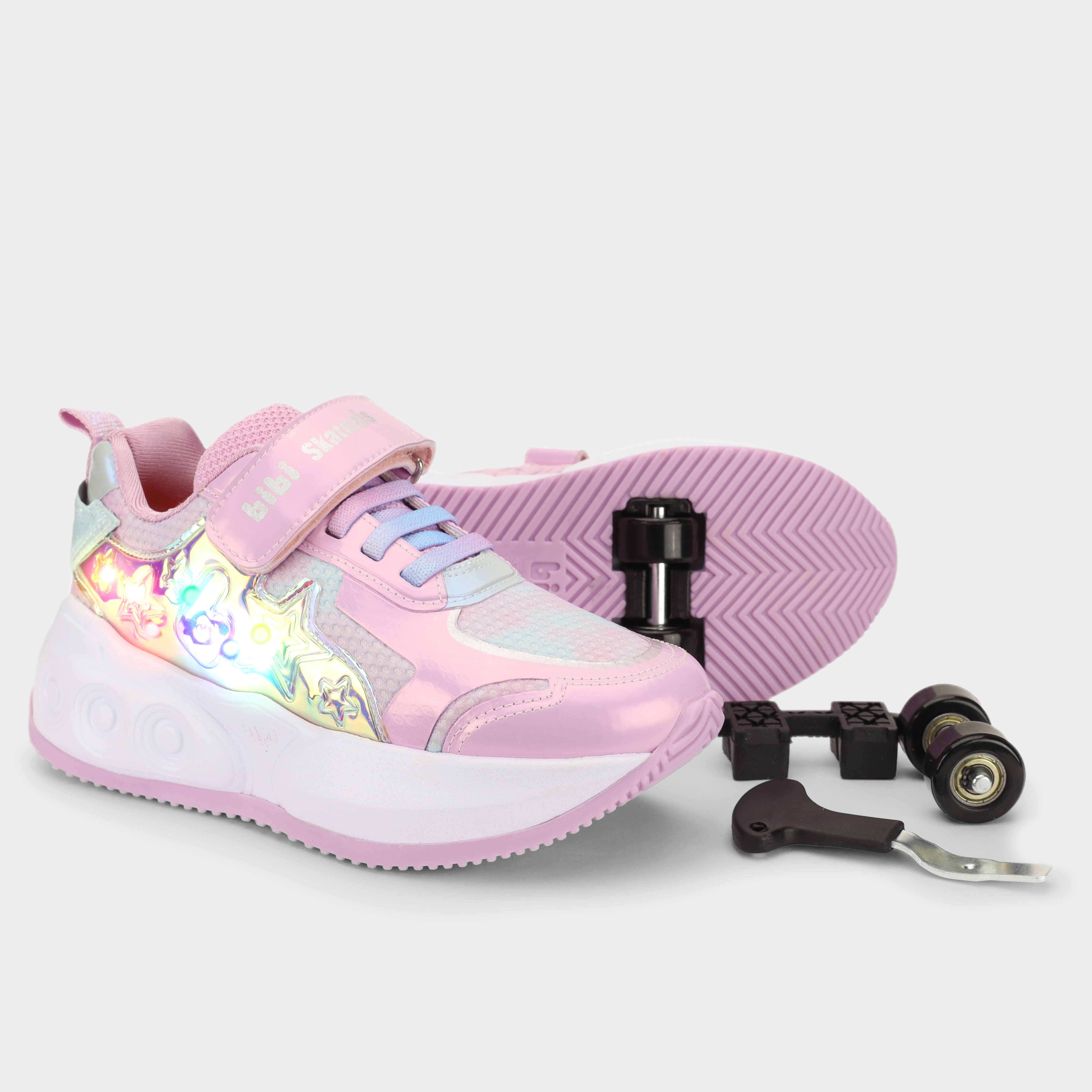 Tênis de Rodinhas com LED Infantil Bibi Skatenis Light 2.0 Rosa