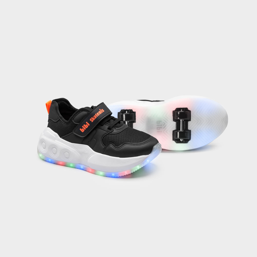 Tênis de Rodinhas com LED Infantil Bibi Skatenis Light 3.0 Preto