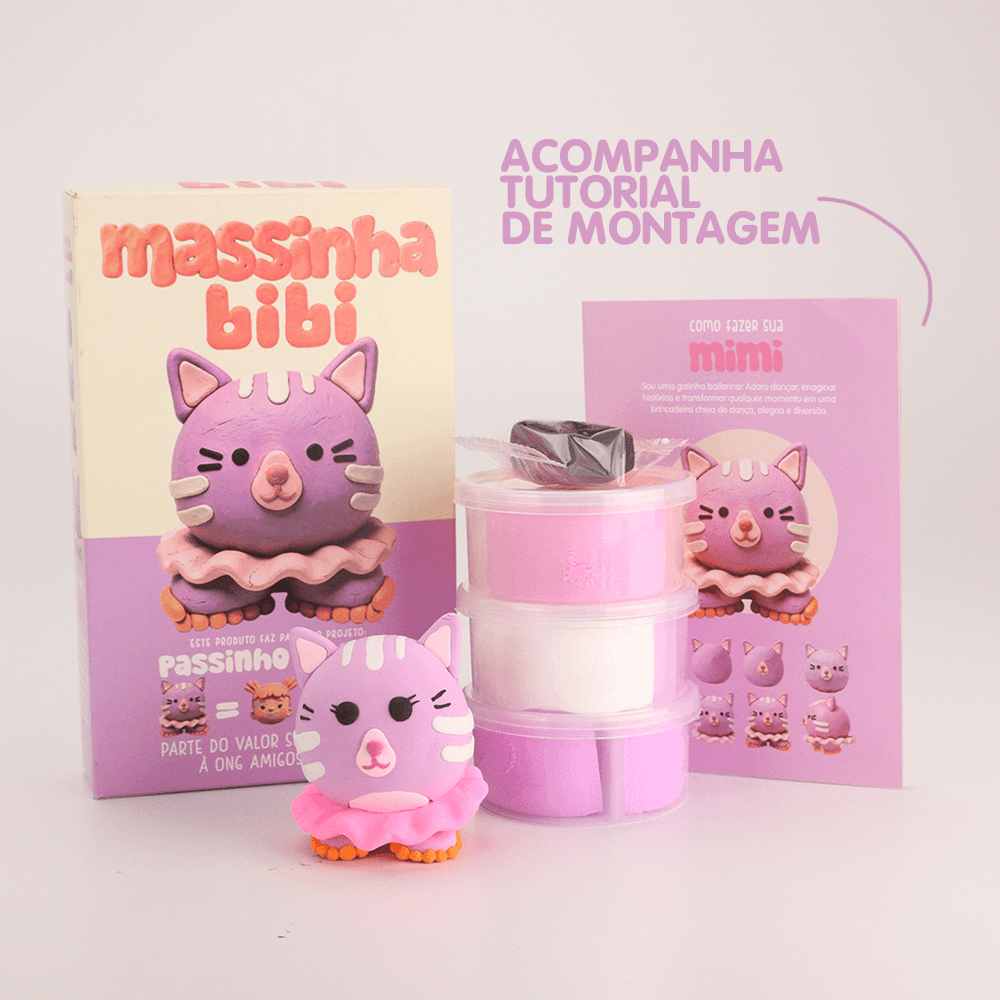 Kit Massinha de Modelar Infantil Air Clay Bibi Gatinha